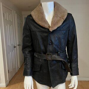 1930s-40s VINTAGE BARNSTORMER FRONT QUARTER HORSEHIDE LEATHER JACKET SZ S/M